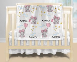 Personalized Baby Blanket - Baby Elephant