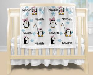 Personalized Baby Blanket - Penguins