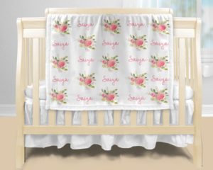 Personalized Baby Blanket - Floral Name