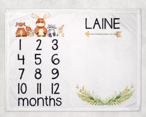 Personalized Monthly Milestone Blanket - Woodland Theme