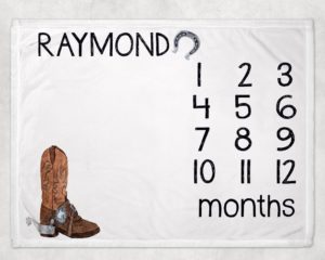 Personalized Monthly Milestone Blanket - Cowboy