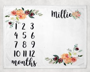 Personalized Monthly Milestone Blanket - Floral