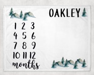 Personalized Monthly Milestone Blanket - Mountains