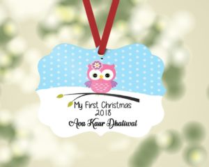Owl - Baby Girl's First Ornament