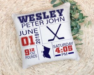 Personalized Birth stats Pillow - Hockey