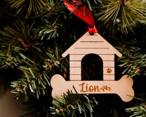 Wooden Dog House Ornament